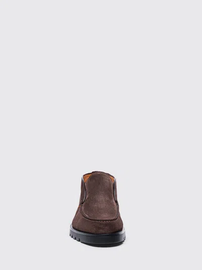 Santoni Suede Ankle Boot Without Laces In Black