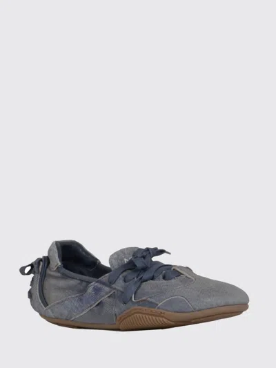 Acne Studios Bilaria Paneled Logo-print Denim Ballet Flats In Blue
