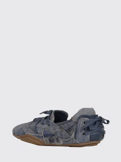 Acne Studios Bilaria Paneled Logo-print Denim Ballet Flats In Blue