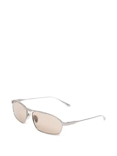 Balenciaga Rectangular Sunglasses Silk Nylon Metal Frame In Silver