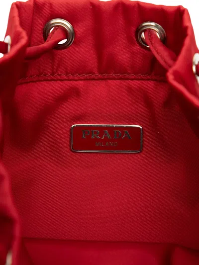 Pre-owned Prada 2000-2013 Tessuto Drawstring Pouch In Red