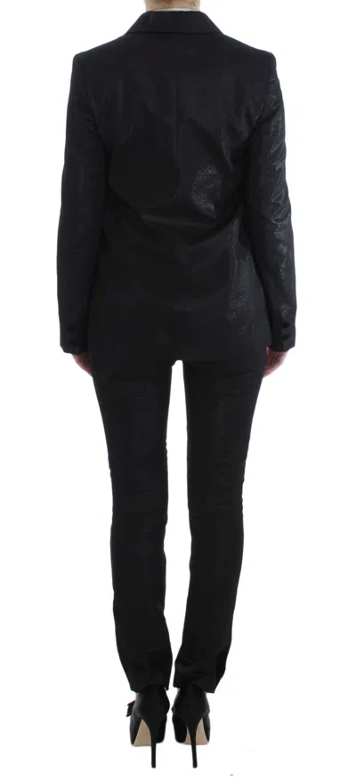 Exte Black One Button Three Piece Suit In Black