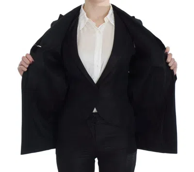 Exte Black One Button Three Piece Suit In Black