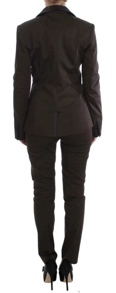 Exte Stretch Two Button Suit In Brown