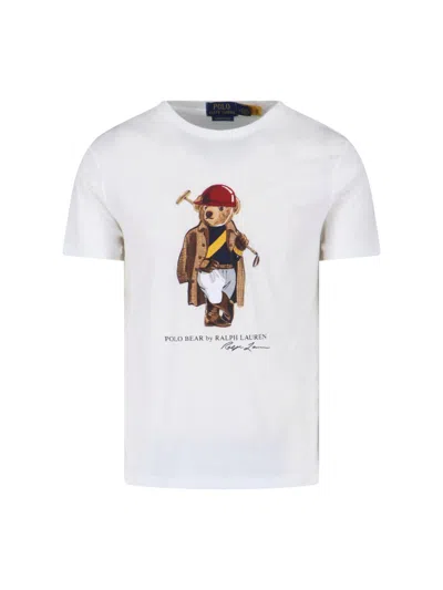 Polo Ralph Lauren Short Sleeve Jersey Knit Novelty Polo Society Bear Tee In White