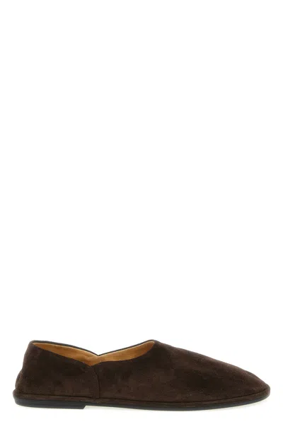 The Row Canal Suede Slip-on Shoes In Brown