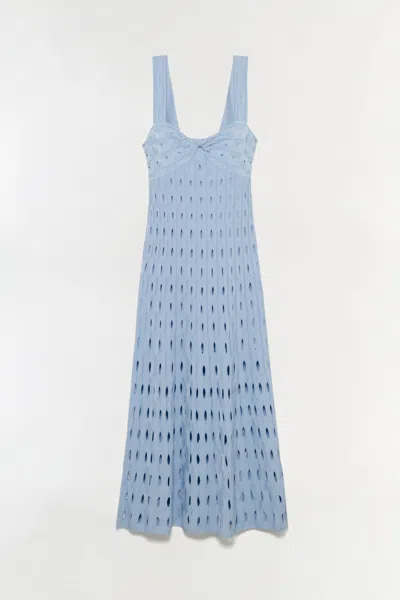 Simkhai Christina Knit Twist-front Midi Dress In Blue