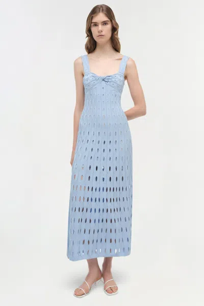 Simkhai Christina Knit Twist-front Midi Dress In Blue