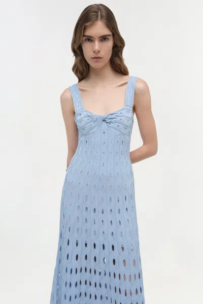 Simkhai Christina Knit Twist-front Midi Dress In Blue