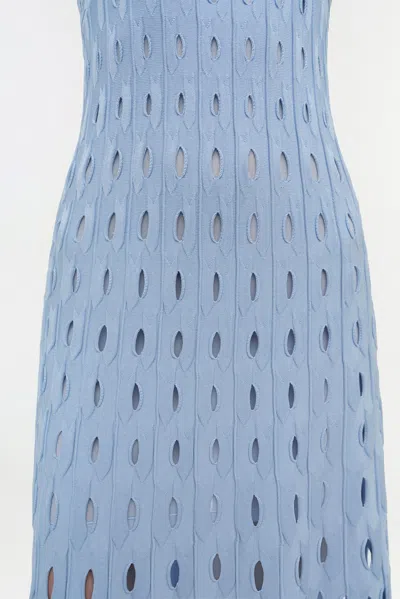 Simkhai Christina Knit Twist-front Midi Dress In Blue