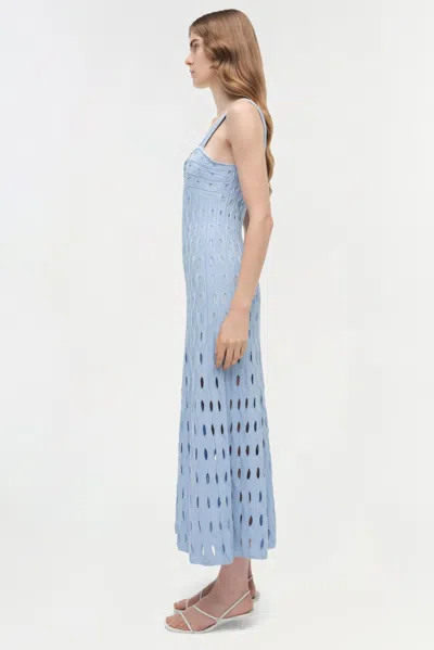 Simkhai Christina Knit Twist-front Midi Dress In Blue