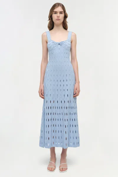 Simkhai Christina Knit Twist-front Midi Dress In Blue