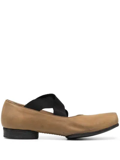 Uma Wang Ballet Flats Calfskin Suede Crisscross Straps In Multi
