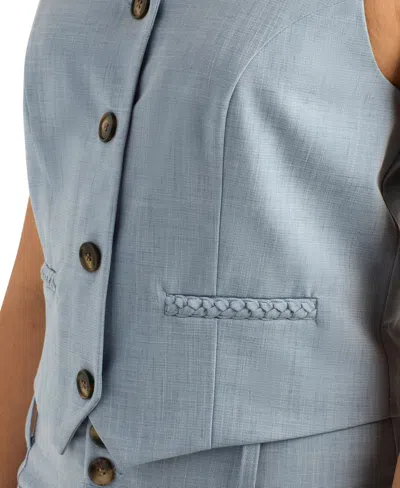 Bcx Juniors' Melange Suiting Button-front Vest In Blue