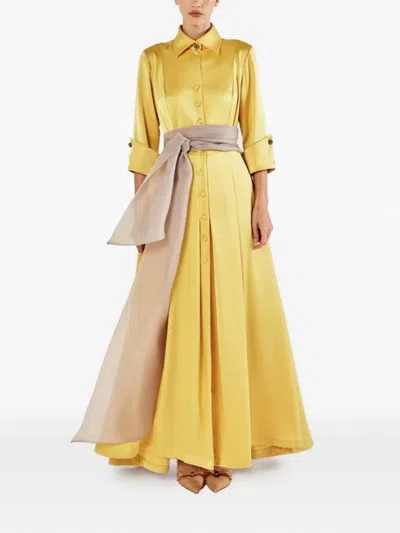 Baruni Allegra Button Maxi Dress In Yellow
