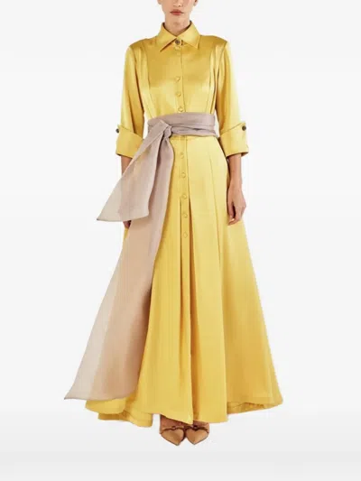 Baruni Allegra Button Maxi Dress In Yellow