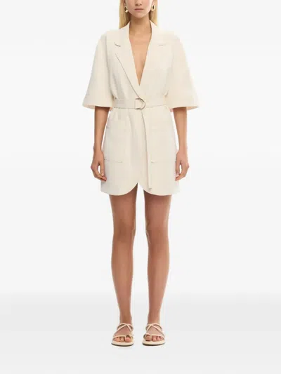 Significant Other Bowie Belted Collared Mini Dress In Neutral