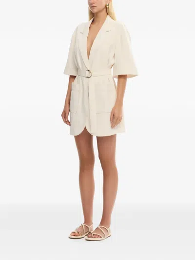 Significant Other Bowie Belted Collared Mini Dress In Neutral