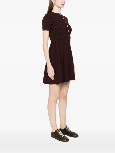 Sandro Womens Brown Short-sleeved Slim-fit Knitted Mini Dress In Brown