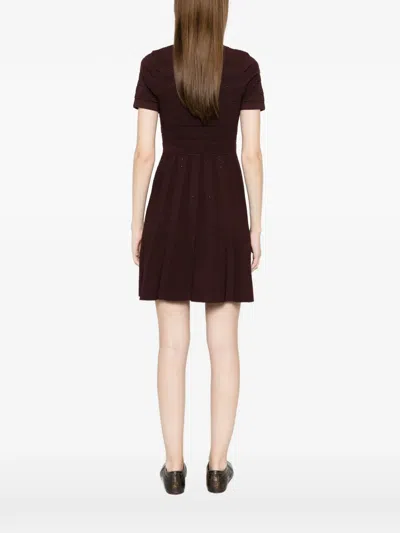 Sandro Womens Brown Short-sleeved Slim-fit Knitted Mini Dress In Brown