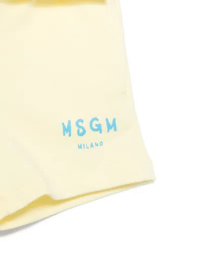 Msgm Logo-print Short Set In Yellow