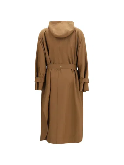 Max Mara Brown Polyester Coat In Brown