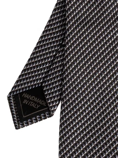Brioni Patterned Silk Tie In Black
