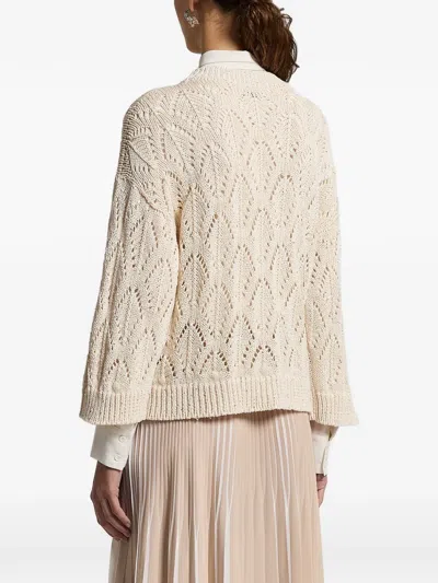 Peserico Openwork Sweater In Neutral