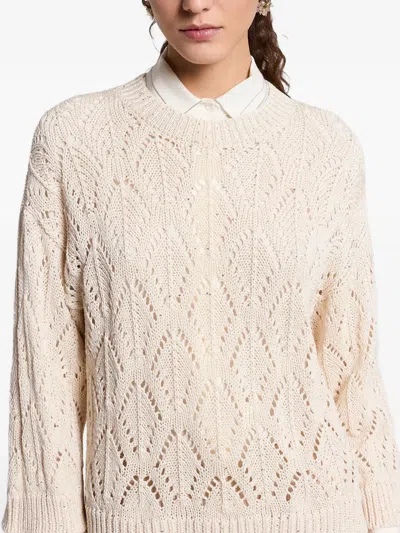 Peserico Openwork Sweater In Neutral