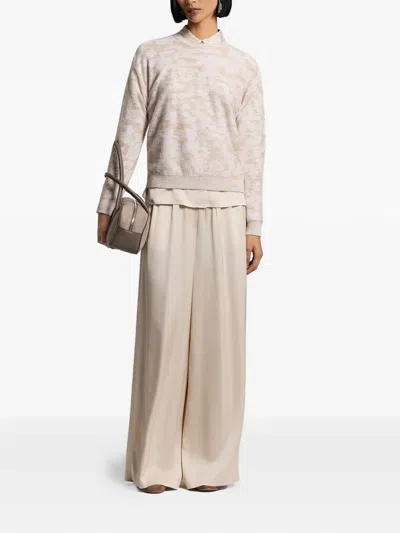 Peserico Sequinned Patterned Sweater In Neutral