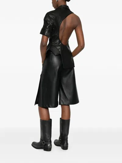 Yehuafan Button Draped Jacket In Black