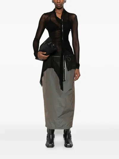 Yehuafan Zip Ruched Top In Black