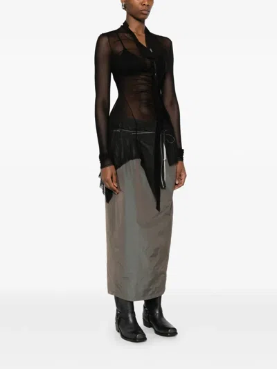 Yehuafan Zip Ruched Top In Black