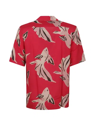 Paul Smith Flowing Oversized Short-sleeve Shirt With Abstract Bird Print In Red
