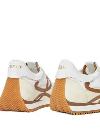 Loewe Flow Runner 2.0 Sneakers In White/brown Nylon And Suede Women In Animal Print
