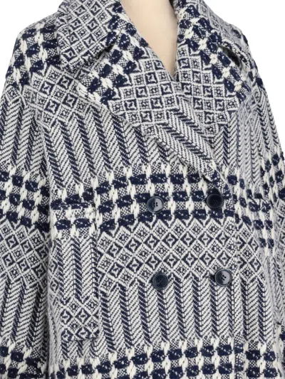 Pre-owned Piombo Geometric Double-breasted Jacket In Blue