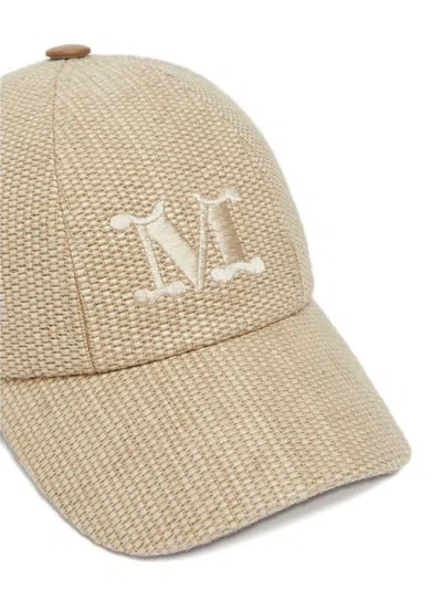 Max Mara Sand Raffia Circense Baseball Cap In Brown