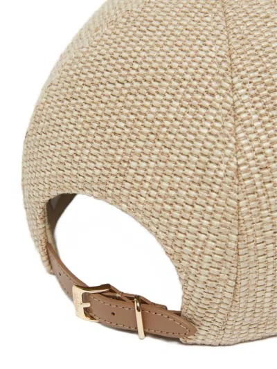 Max Mara Sand Raffia Circense Baseball Cap In Brown