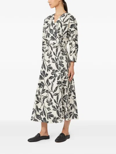 Max Mara Floral-print Cotton-poplin Wrap Dress In Neutral
