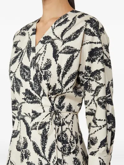 Max Mara Floral-print Cotton-poplin Wrap Dress In Neutral