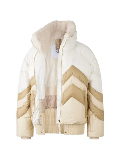 Bogner Detachable Collar Chevron Puffer Jacket In Multi