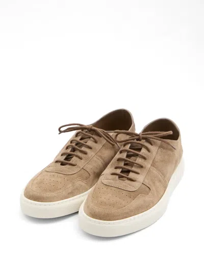 Common Projects Bball Slim Deconstructed Leather Low Sneakers In Brown