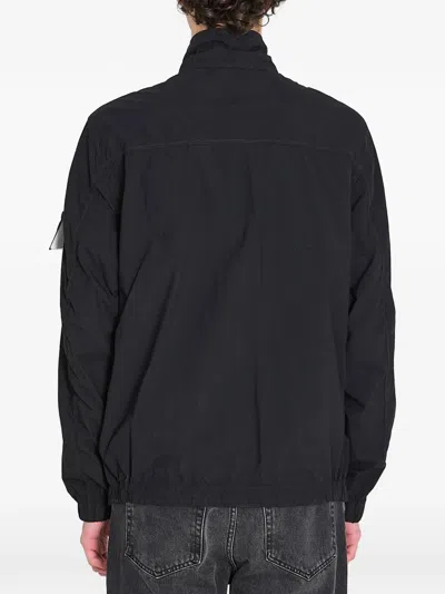 Stone Island Black Polyurethane Polyamide Jacket In Blue