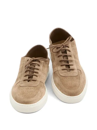 Common Projects Bball Slim Deconstructed Leather Low Sneakers In Brown