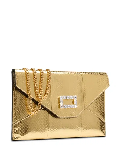 Lancel Envelope Clutch Bag In Gold