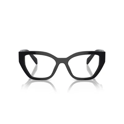 Prada Womens Pr 18wv Irregular-frame Acetate Glasses Black In Black