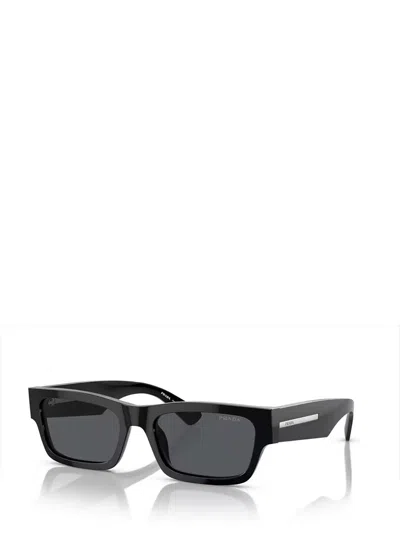 Prada Logo-engraved Rectangle-frame Sunglasses In Black