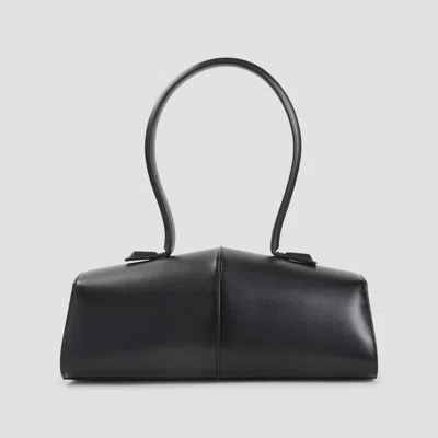 Jil Sander Linea Angular Leather Shoulder Bag In Black