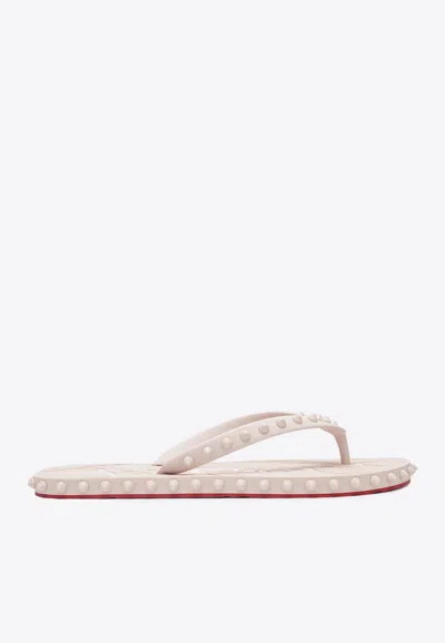Christian Louboutin Super Loubi Flip-flops Milk Coloured Women In Pink
