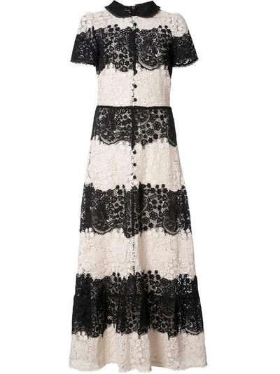 Red Valentino Short Sleeve Lace Dress In Avorio